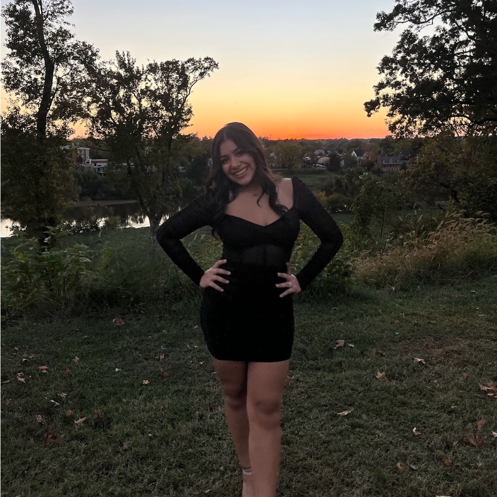 Elegant Black Sheer Sleeve Mini Dress